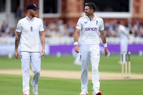 James Anderson with Ben Stokes